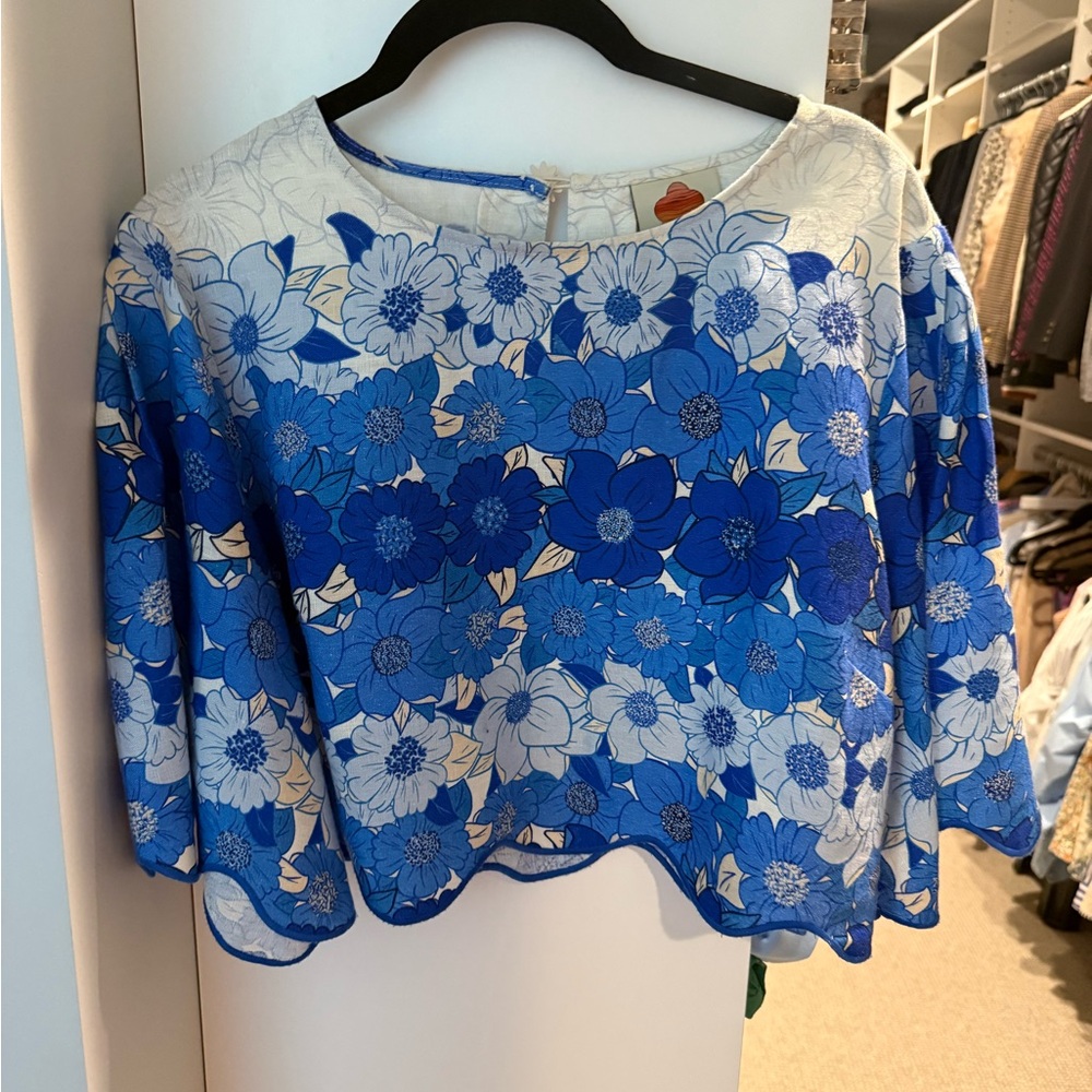 Farm Rio Floral Blue Women's Top